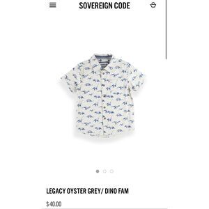 Sovereign Code boys size 7 oyster dinosaur family button up 100% cotton New shor